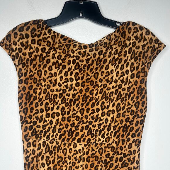 Ralph Lauren Animal Print Sheath Dress V-Neck Cap Sleeve Women's 6 Mob Wife - Picture 6 of 11